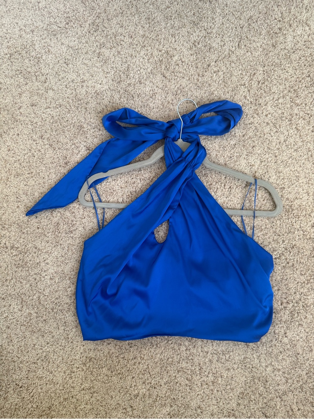 DO+BE Cobalt Blue Halter Tie-Neck Crop Top - M